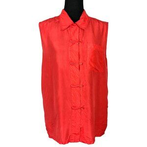 VINTAGE 90s Silk Sleeveless Buttoned Blouse